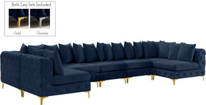 Tremblay Velvet / Engineered Wood / Metal / Foam Contemporary Navy Velvet Modular Sectional - 198" W x 69" D x 33" H