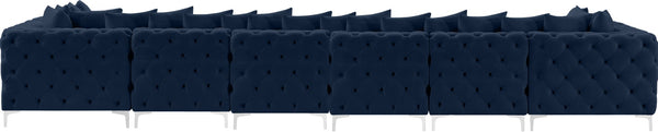 Tremblay Velvet / Engineered Wood / Metal / Foam Contemporary Navy Velvet Modular Sectional - 198" W x 69" D x 33" H
