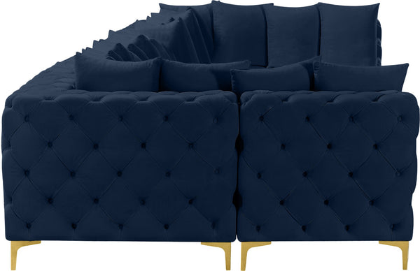 Tremblay Velvet / Engineered Wood / Metal / Foam Contemporary Navy Velvet Modular Sectional - 198" W x 69" D x 33" H