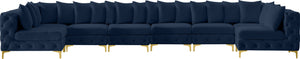 Tremblay Velvet / Engineered Wood / Metal / Foam Contemporary Navy Velvet Modular Sectional - 198" W x 69" D x 33" H
