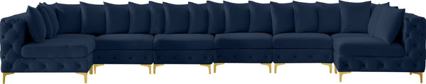 Tremblay Velvet / Engineered Wood / Metal / Foam Contemporary Navy Velvet Modular Sectional - 198" W x 69" D x 33" H