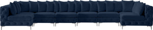Tremblay Velvet / Engineered Wood / Metal / Foam Contemporary Navy Velvet Modular Sectional - 198" W x 69" D x 33" H