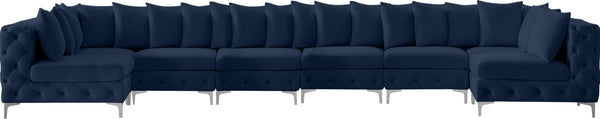 Tremblay Velvet / Engineered Wood / Metal / Foam Contemporary Navy Velvet Modular Sectional - 198" W x 69" D x 33" H