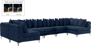Tremblay Velvet / Engineered Wood / Metal / Foam Contemporary Navy Velvet Modular Sectional - 198" W x 69" D x 33" H