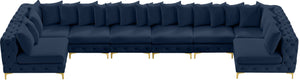 Tremblay Velvet / Engineered Wood / Metal / Foam Contemporary Navy Velvet Modular Sectional - 198" W x 69" D x 33" H