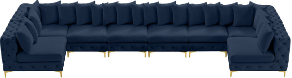 Tremblay Velvet / Engineered Wood / Metal / Foam Contemporary Navy Velvet Modular Sectional - 198" W x 69" D x 33" H