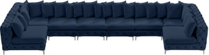 Tremblay Velvet / Engineered Wood / Metal / Foam Contemporary Navy Velvet Modular Sectional - 198" W x 69" D x 33" H