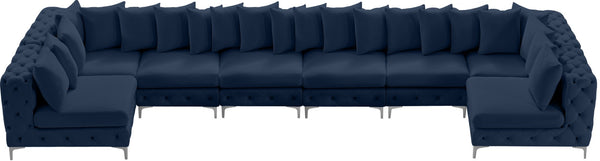 Tremblay Velvet / Engineered Wood / Metal / Foam Contemporary Navy Velvet Modular Sectional - 198" W x 69" D x 33" H