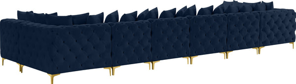Tremblay Velvet / Engineered Wood / Metal / Foam Contemporary Navy Velvet Modular Sectional - 198" W x 69" D x 33" H
