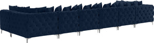 Tremblay Velvet / Engineered Wood / Metal / Foam Contemporary Navy Velvet Modular Sectional - 198" W x 69" D x 33" H