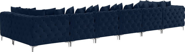 Tremblay Velvet / Engineered Wood / Metal / Foam Contemporary Navy Velvet Modular Sectional - 198" W x 69" D x 33" H