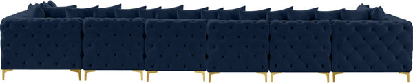 Tremblay Velvet / Engineered Wood / Metal / Foam Contemporary Navy Velvet Modular Sectional - 198" W x 69" D x 33" H