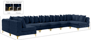Tremblay Velvet / Engineered Wood / Metal / Foam Contemporary Navy Velvet Modular Sectional - 228" W x 69" D x 33" H