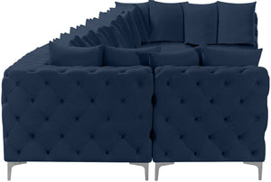 Tremblay Velvet / Engineered Wood / Metal / Foam Contemporary Navy Velvet Modular Sectional - 228" W x 69" D x 33" H