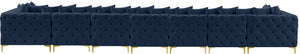 Tremblay Velvet / Engineered Wood / Metal / Foam Contemporary Navy Velvet Modular Sectional - 228" W x 69" D x 33" H
