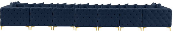 Tremblay Velvet / Engineered Wood / Metal / Foam Contemporary Navy Velvet Modular Sectional - 228" W x 69" D x 33" H