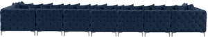 Tremblay Velvet / Engineered Wood / Metal / Foam Contemporary Navy Velvet Modular Sectional - 228" W x 69" D x 33" H