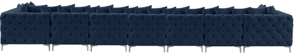 Tremblay Velvet / Engineered Wood / Metal / Foam Contemporary Navy Velvet Modular Sectional - 228" W x 69" D x 33" H