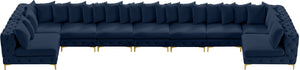 Tremblay Velvet / Engineered Wood / Metal / Foam Contemporary Navy Velvet Modular Sectional - 228" W x 69" D x 33" H