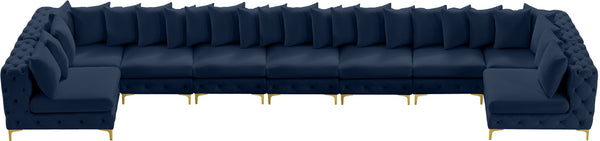 Tremblay Velvet / Engineered Wood / Metal / Foam Contemporary Navy Velvet Modular Sectional - 228" W x 69" D x 33" H
