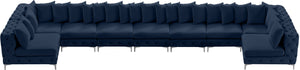 Tremblay Velvet / Engineered Wood / Metal / Foam Contemporary Navy Velvet Modular Sectional - 228" W x 69" D x 33" H