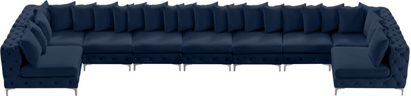 Tremblay Velvet / Engineered Wood / Metal / Foam Contemporary Navy Velvet Modular Sectional - 228" W x 69" D x 33" H