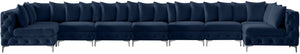 Tremblay Velvet / Engineered Wood / Metal / Foam Contemporary Navy Velvet Modular Sectional - 228" W x 69" D x 33" H