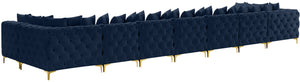 Tremblay Velvet / Engineered Wood / Metal / Foam Contemporary Navy Velvet Modular Sectional - 228" W x 69" D x 33" H