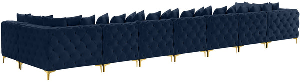 Tremblay Velvet / Engineered Wood / Metal / Foam Contemporary Navy Velvet Modular Sectional - 228" W x 69" D x 33" H