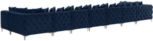 Tremblay Velvet / Engineered Wood / Metal / Foam Contemporary Navy Velvet Modular Sectional - 228" W x 69" D x 33" H
