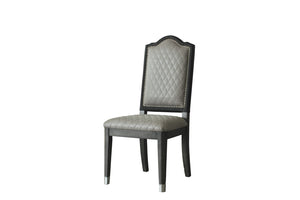 House Beatrice Transitional Side Chair (Set-2) Two Tone Gray Fabric(#ABE-92) & Charcoal Finish 68812-ACME