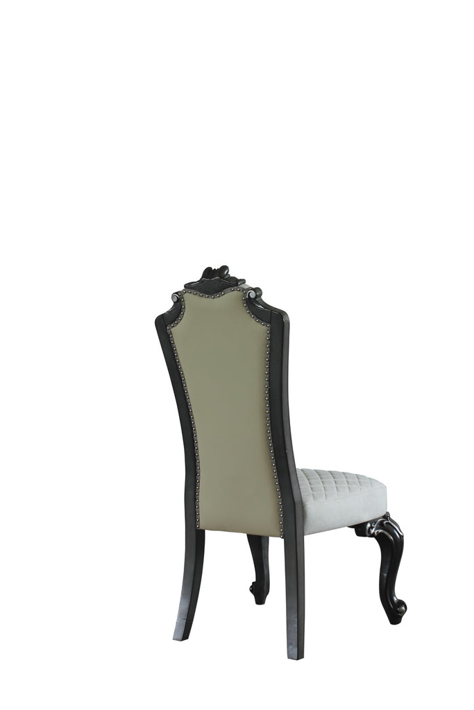 House Delphine Transitional Side Chair (Set-2) Two Tone Ivory Fabric(#CX19141-1), Beige PU(#G02) & Charcoal Finish 68832-ACME