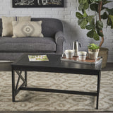 Noble House Ivan Outdoor Black Finished Acacia Wood Coffee Table