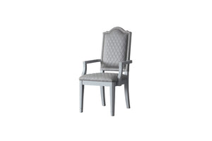 House Marchese Transitional Arm Chair (Set-2) Two Tone Gray Fabric(#ABE-92) & Pearl Gray Finish 68863-ACME