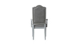 House Marchese Transitional Arm Chair (Set-2) Two Tone Gray Fabric(#ABE-92) & Pearl Gray Finish 68863-ACME