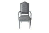 House Marchese Transitional Arm Chair (Set-2) Two Tone Gray Fabric(#ABE-92) & Pearl Gray Finish 68863-ACME