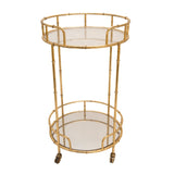 Sagebrook Home Glam 2-tier Gold Metal Bar Cart, Mirror Top 12283-02 Gold Metal