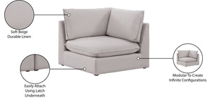 Mackenzie Linen Textured Fabric / Engineered Wood / Foam Contemporary Beige Durable Linen Textured Corner - 40" W x 40" D x 35" H