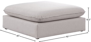 Mackenzie Linen Textured Fabric / Engineered Wood / Foam Contemporary Beige Durable Linen Textured Ottoman - 40" W x 40" D x 18.5" H
