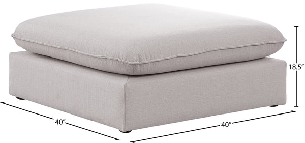 Mackenzie Linen Textured Fabric / Engineered Wood / Foam Contemporary Beige Durable Linen Textured Ottoman - 40" W x 40" D x 18.5" H