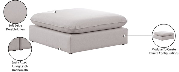 Mackenzie Linen Textured Fabric / Engineered Wood / Foam Contemporary Beige Durable Linen Textured Ottoman - 40" W x 40" D x 18.5" H