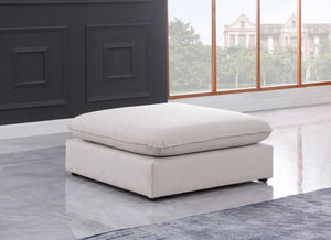 Mackenzie Linen Textured Fabric / Engineered Wood / Foam Contemporary Beige Durable Linen Textured Ottoman - 40" W x 40" D x 18.5" H