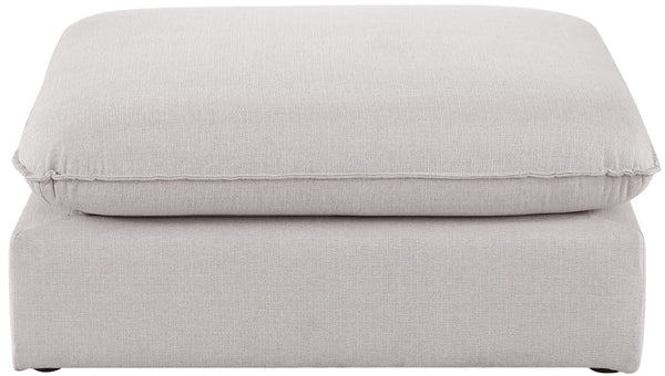 Mackenzie Linen Textured Fabric / Engineered Wood / Foam Contemporary Beige Durable Linen Textured Ottoman - 40" W x 40" D x 18.5" H