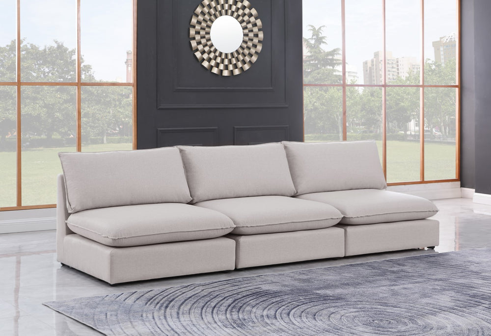 Mackenzie Linen Textured Fabric / Engineered Wood / Foam Contemporary Beige Durable Linen Textured Modular Sofa - 120" W x 40" D x 35" H