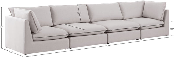 Mackenzie Linen Textured Fabric / Engineered Wood / Foam Contemporary Beige Durable Linen Textured Modular Sofa - 160" W x 40" D x 35" H