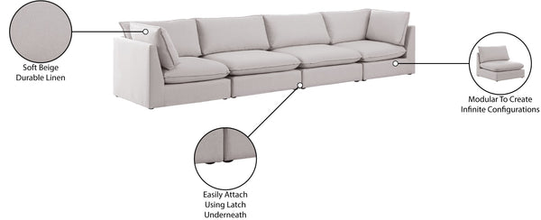 Mackenzie Linen Textured Fabric / Engineered Wood / Foam Contemporary Beige Durable Linen Textured Modular Sofa - 160" W x 40" D x 35" H