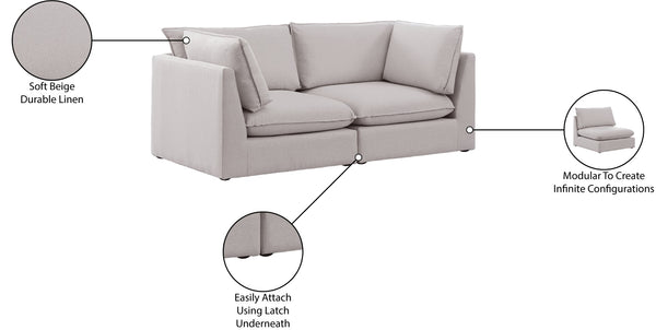 Mackenzie Linen Textured Fabric / Engineered Wood / Foam Contemporary Beige Durable Linen Textured Modular Sofa - 80" W x 40" D x 35" H