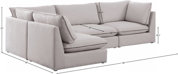 Mackenzie Linen Textured Fabric / Engineered Wood / Foam Contemporary Beige Durable Linen Textured Modular Sectional - 120" W x 80" D x 35" H