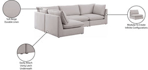 Mackenzie Linen Textured Fabric / Engineered Wood / Foam Contemporary Beige Durable Linen Textured Modular Sectional - 120" W x 80" D x 35" H
