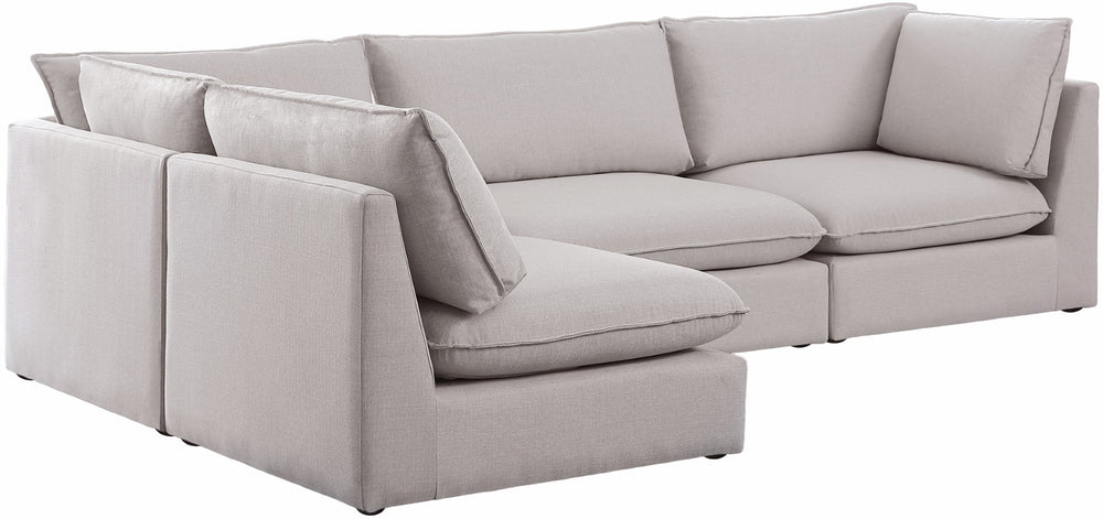 Mackenzie Linen Textured Fabric / Engineered Wood / Foam Contemporary Beige Durable Linen Textured Modular Sectional - 120" W x 80" D x 35" H